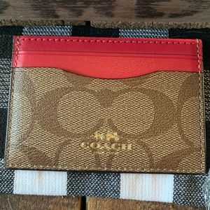 Coach card holder pink/signature print